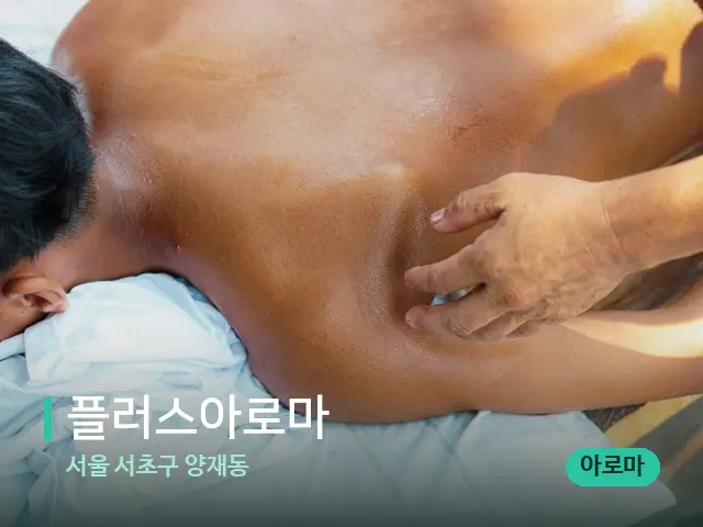 서울 서초구 양재동 플러스아로마 — 마사지 관리를 받는 장면